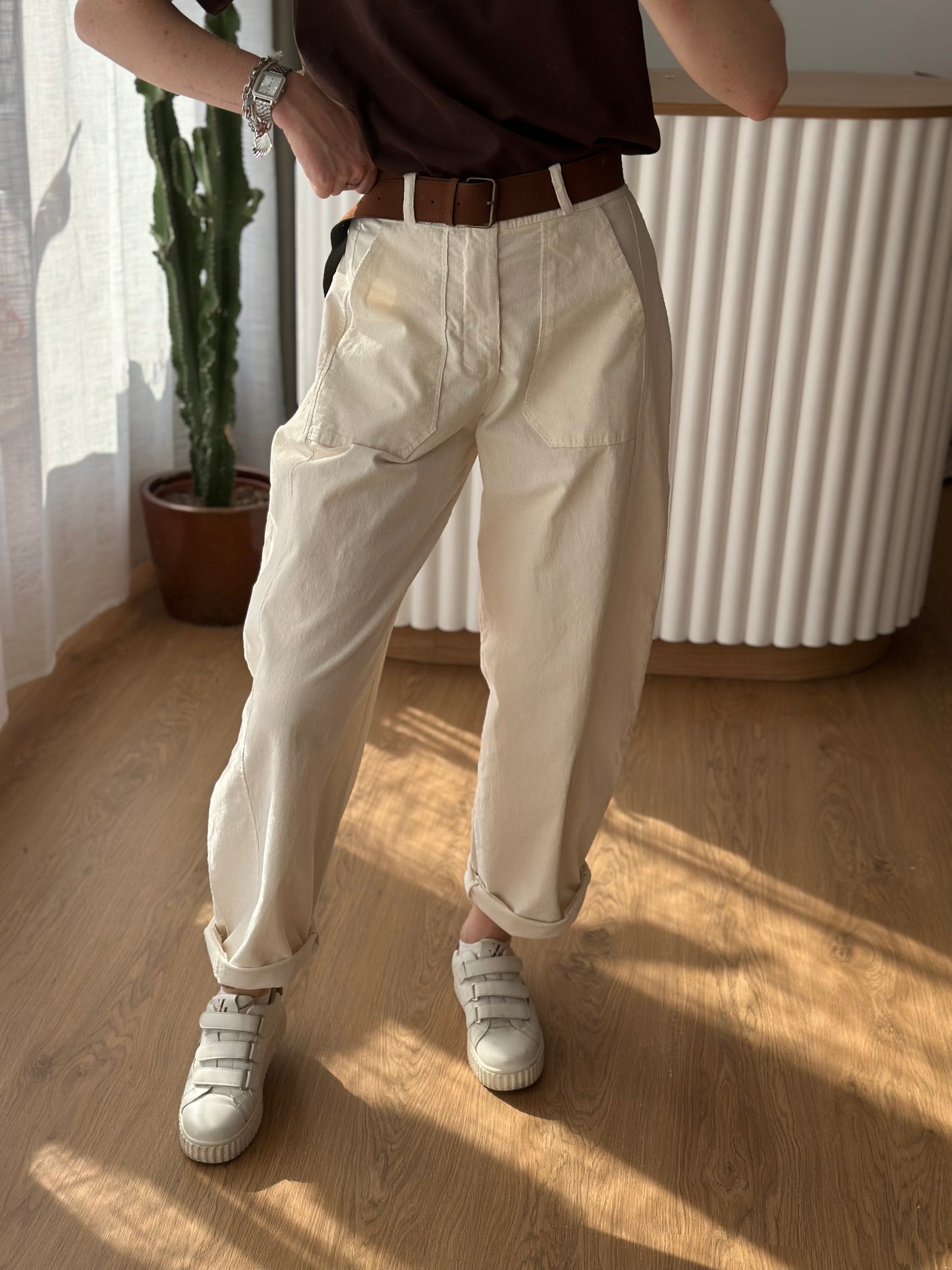 pantalon écru velours