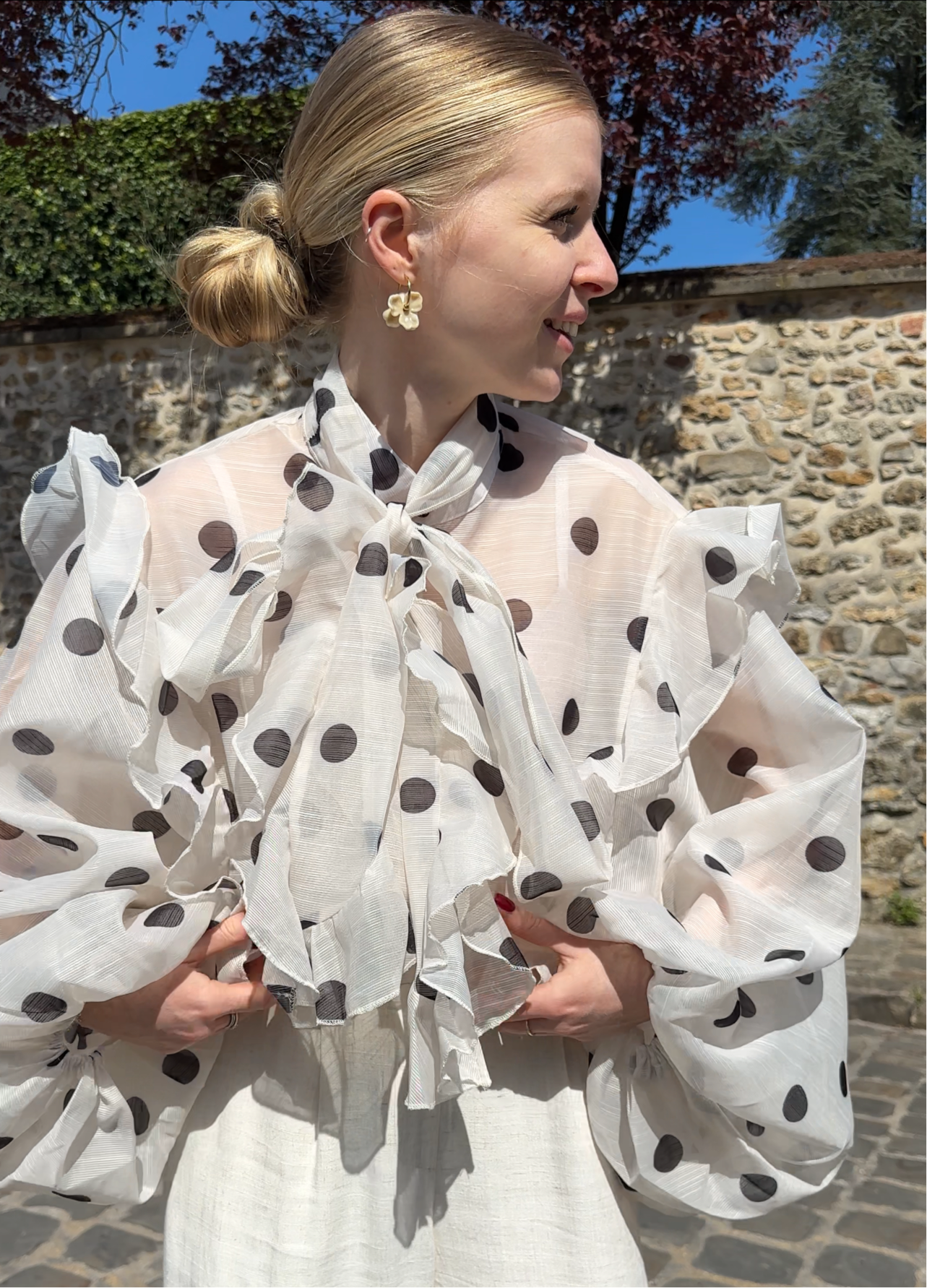 blouse à pois