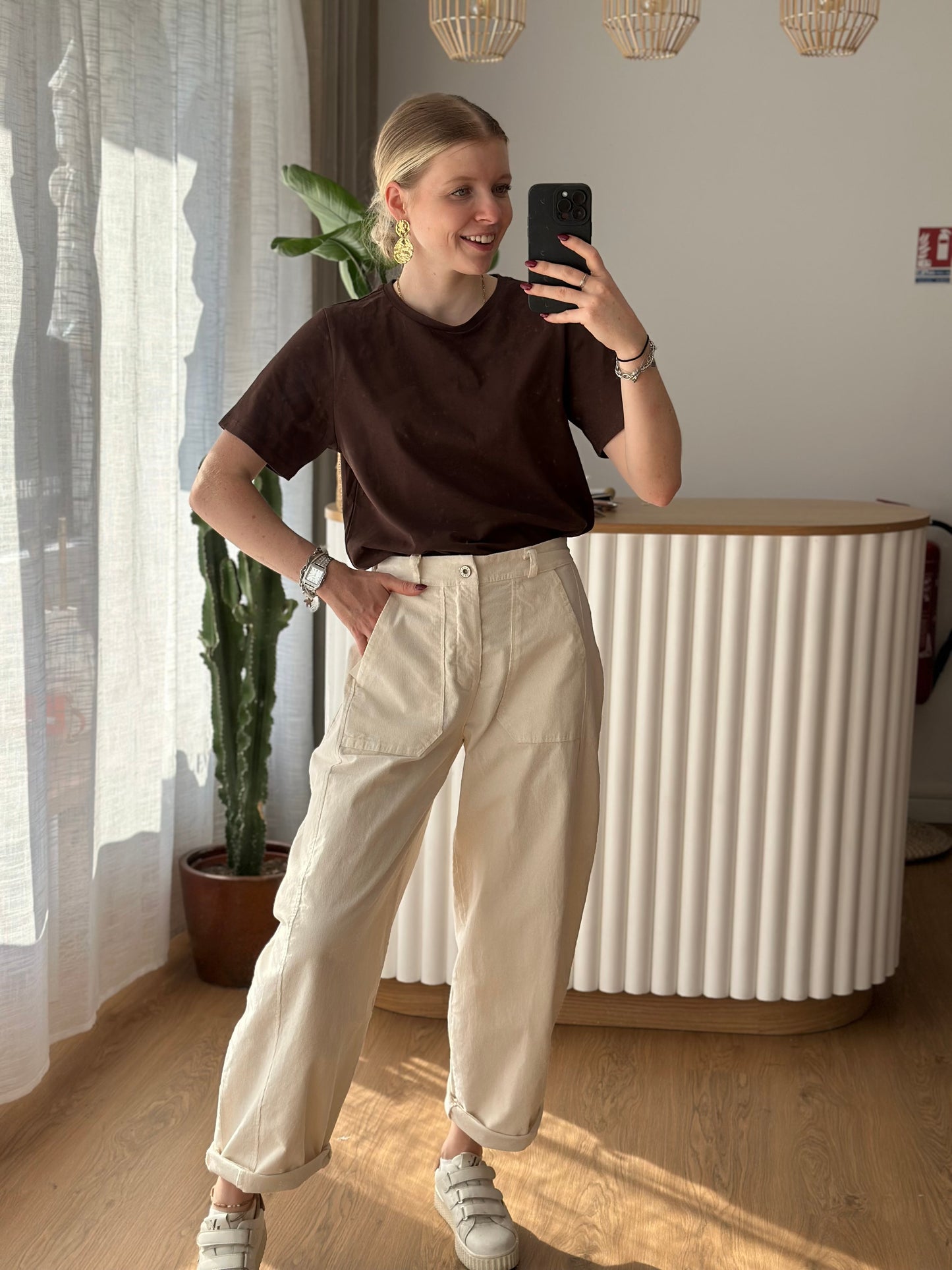 pantalon écru velours