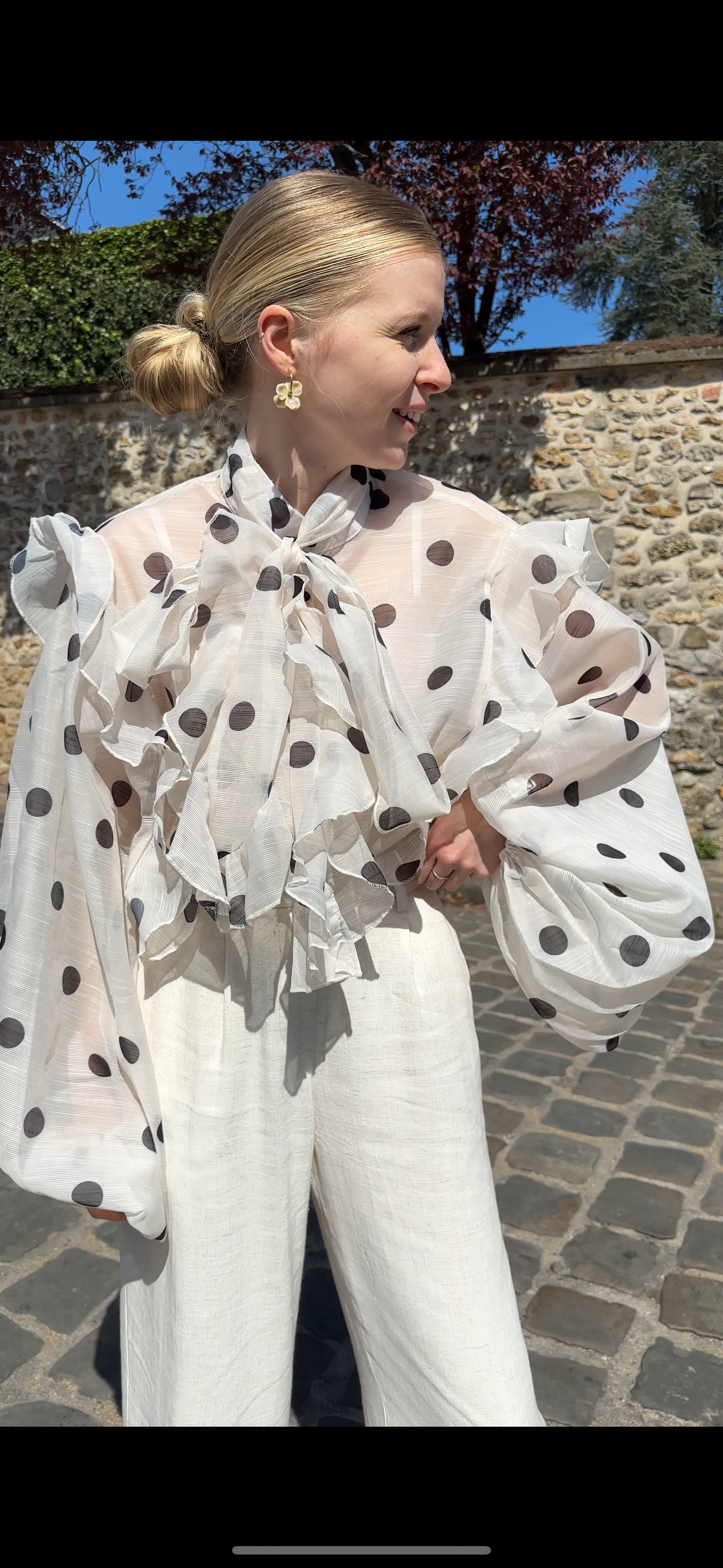 blouse à pois