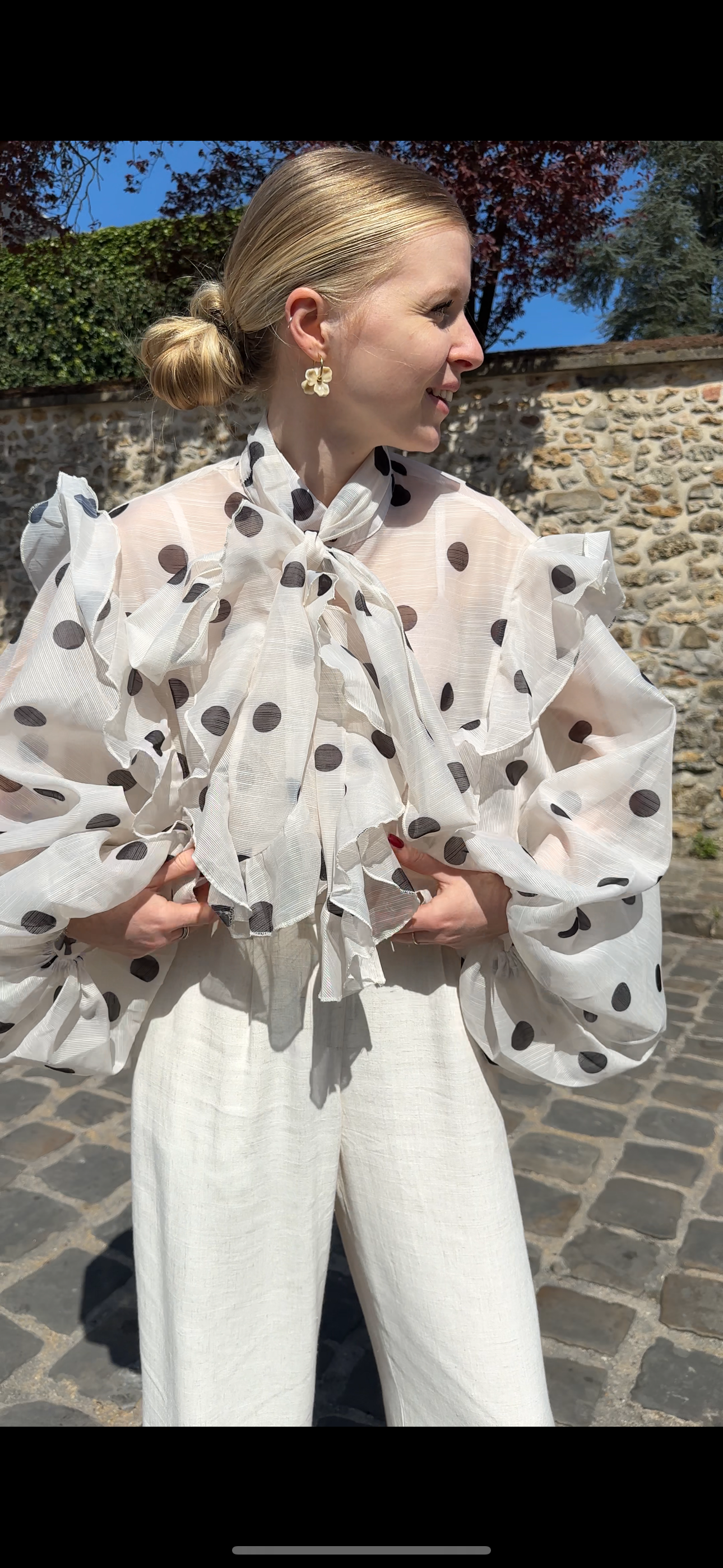 blouse à pois