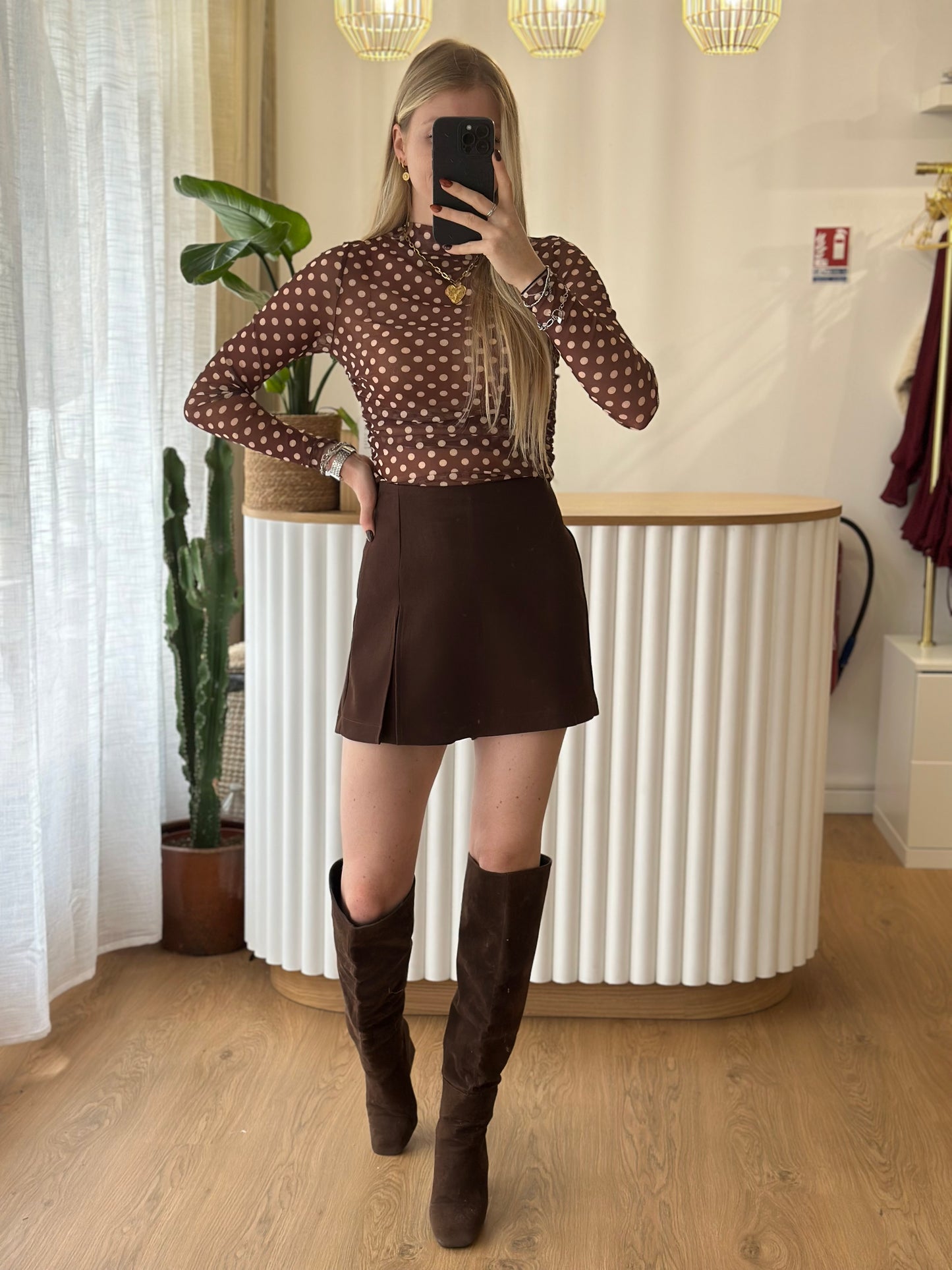jupe short marron