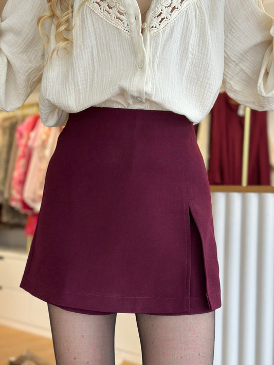 jupe short bordeau