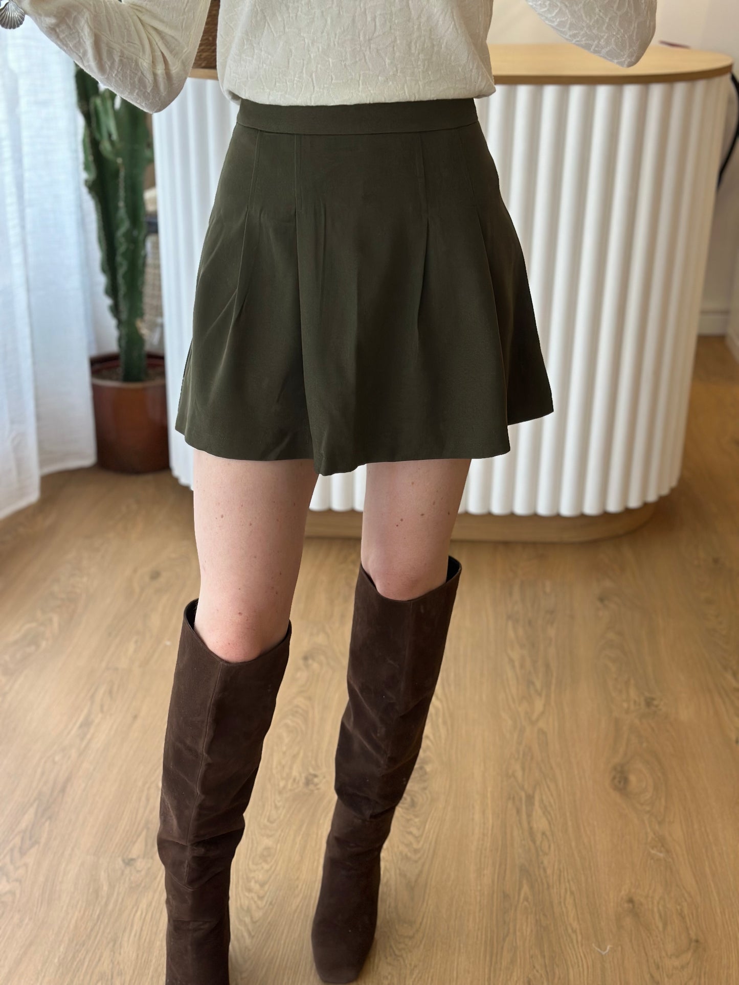 jupe short kaki