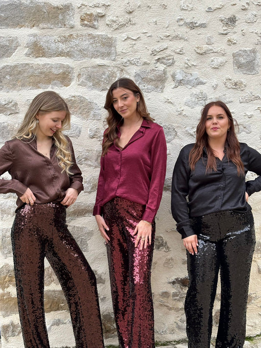 chemise SATIN bordeau